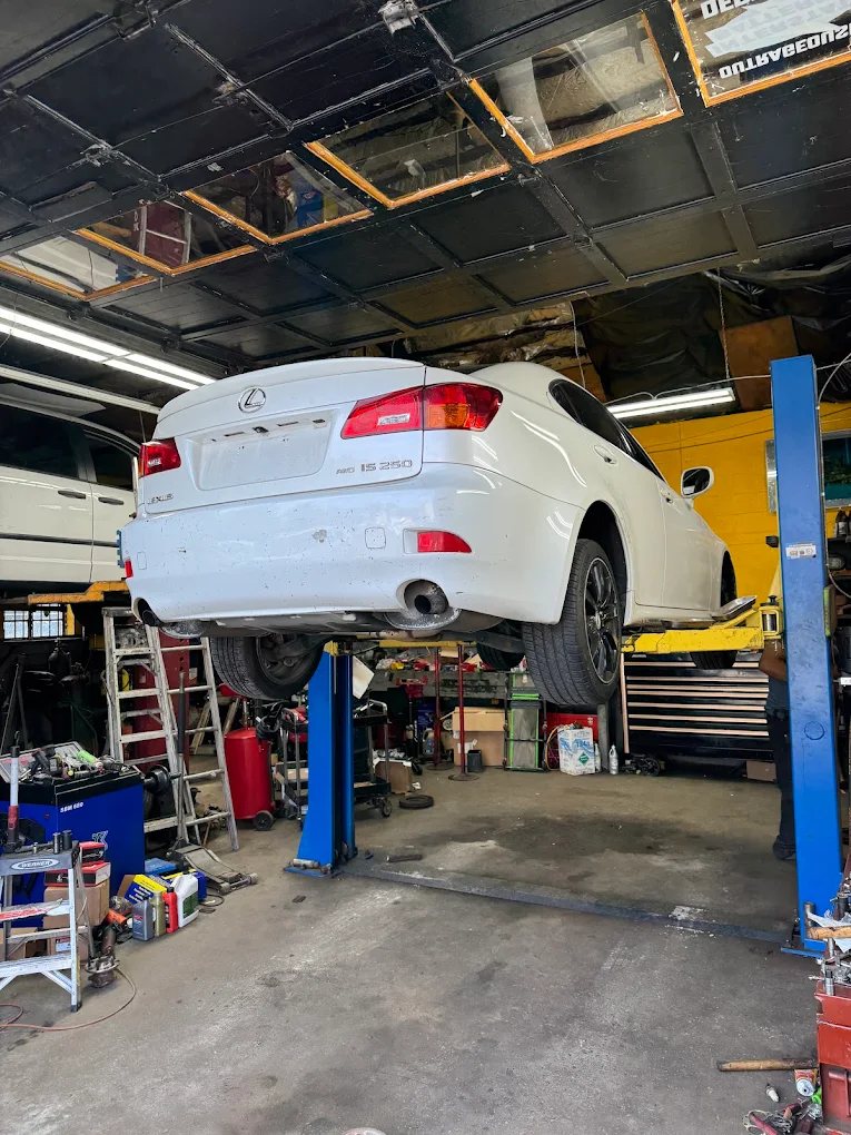 Lexus raised on the two-post lift
